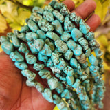 SUPER AA QUALITY' TURQUOISE UNCUT UEVEN TUMBLE BEADS 10-20 MM APPROX SIZE, APPORX PCS IN A STRAND/LINE 30-31 BEADS
