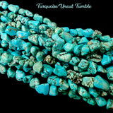 SUPER AA QUALITY' TURQUOISE UNCUT UEVEN TUMBLE BEADS 10-20 MM APPROX SIZE, APPORX PCS IN A STRAND/LINE 30-31 BEADS