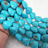 TURQUOISE HOWLITE HEART BEADS STRANDS 16 MM APPROX SIZE, APPORX PCS IN A STRAND/LINE 25-26 BEADS