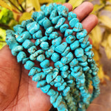 SUPER AA QUALITY' TURQUOISE UNCUT UNEVEN PEBBLE TUMBLE BEADS 10-15 MM APPROX SIZE, APPORX PCS IN A STRAND/LINE 48-49 BEADS