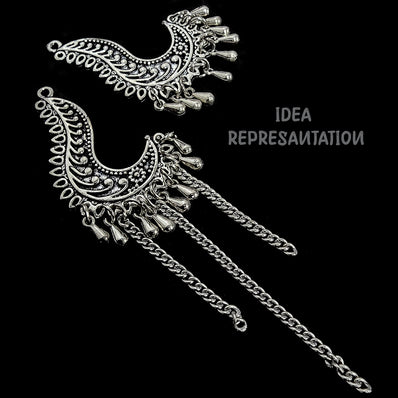 2 PAIR PACK' 38X25 MM SILVER OXIDIZED EARRING BASE JEWELLERY FINDINGS' USED IN DIY EARRING MAKING