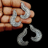 2 PAIR PACK' 38X25 MM SILVER OXIDIZED EARRING BASE JEWELLERY FINDINGS' USED IN DIY EARRING MAKING