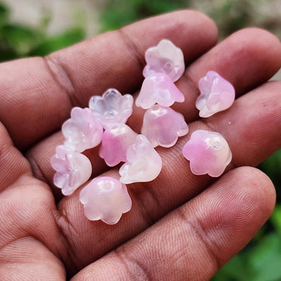10 Pieces Pack' Adorable little bells Lily of the Valley Glasses Beads caps Crystal lampwork Flower bud