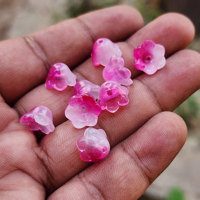 10 Pieces Pack' Adorable little bells Lily of the Valley Glasses Beads caps Crystal lampwork Flower bud