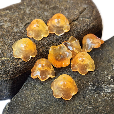 10 Pieces Pack' Adorable little bells Lily of the Valley Glasses Beads caps Crystal lampwork Flower bud