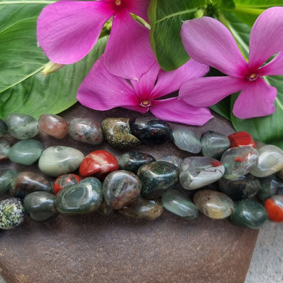 Moss Agate Tumble Gemstone beads Sold Per Line about 15.5 inches long