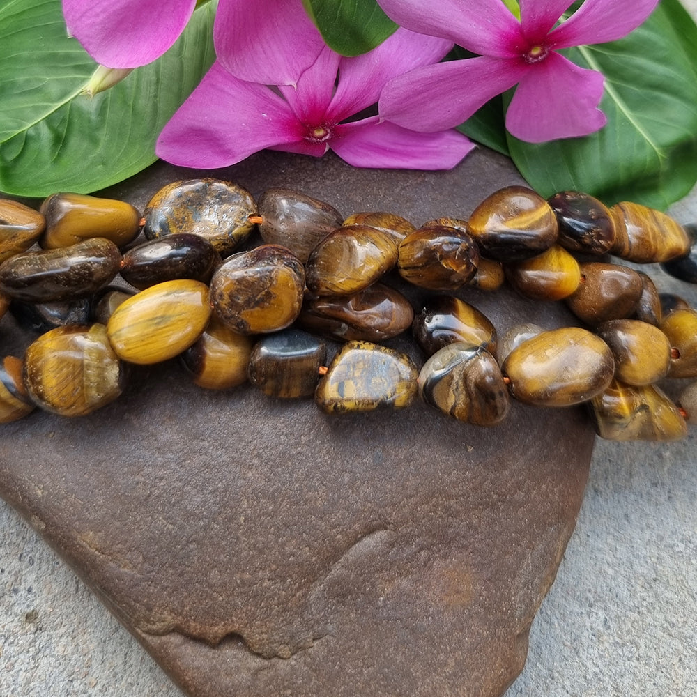 Tiger Eye Tumble Gemstone beads Sold Per Line about 15.5 inches long