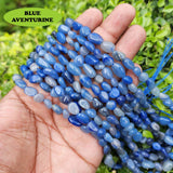 BLUE AVENTURINE ' 6-13 MM' SEMI PRECIOUS BEADS' 15" MINI TUMBLES' 44-47 BEADS APPROX' SOLD BY PER LINE PACK