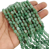 Natural Green Aventurine Tumble Nugget Beads, 7-11 mm Smooth Pebble Strand, 45-46 Pieces Per Line for Jewelry Making