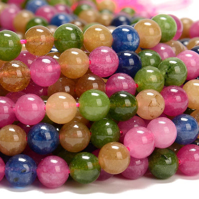 JADE TOURMALINE QUARTZ' 1 STRING/LINE PACK OF 8 MM 46-47 BEADS APPROX