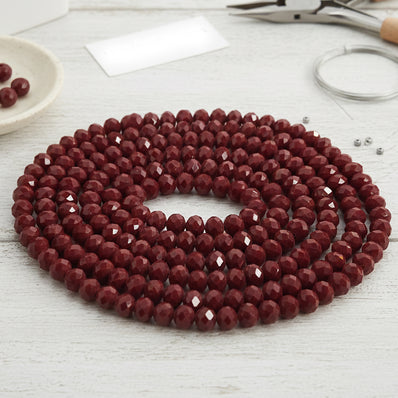 FACTORY OVERSTOCK' 1 LINE PACK 8x6 MM VINATGE MAROON RARE COLOR CRYSTAL TYRE GLASS BEADS