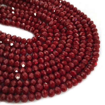FACTORY OVERSTOCK' 2 LINES PACK 6x4 MM VINATGE MAROON RARE COLOR CRYSTAL TYRE GLASS BEADS