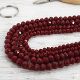 FACTORY OVERSTOCK' 4 LINES COMBO PACK VINATGE MAROON RARE COLOR CRYSTAL TYRE GLASS BEADS