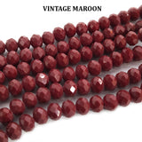 FACTORY OVERSTOCK' 1 LINE PACK 8x6 MM VINATGE MAROON RARE COLOR CRYSTAL TYRE GLASS BEADS