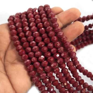 FACTORY OVERSTOCK' 1 LINE PACK 8x6 MM VINATGE MAROON RARE COLOR CRYSTAL TYRE GLASS BEADS