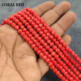 1 LINE/STRING PACK 6x4 MM OPAQUE CORAL RED CRYSTAL TYRE GLASS BEADS (APPROX BEADS 80-85)