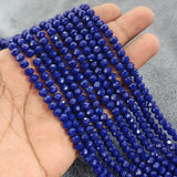 1 LINE/STRING PACK 6x4 MM OPAQUE ROYAL BLUE TYRE GLASS BEADS (APPROX BEADS 80-85)