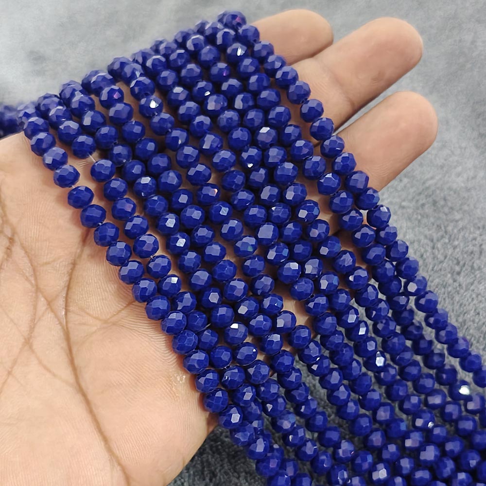 1 LINE/STRING PACK 6x4 MM OPAQUE ROYAL BLUE TYRE GLASS BEADS (APPROX BEADS 80-85)