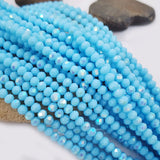 2 Strings, 4X3MM CRYSTAL RONDELLE BEADS, CRYSTAL GLASS BEADS FOR JEWELRY MAKING 1 Line LENGTH is about 41CM, ABOUT 280 Beads in 2 Lines