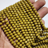 PER LINE 6MM FACETED OPAQUE RONDELLE SHAPED CRYSTAL BEADS, STRAND LENGTH -( APPROXIMATELY 96~98 BEADS)