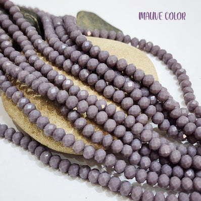 PER LINE 6MM FACETED OPAQUE RONDELLE SHAPED CRYSTAL BEADS, STRAND LENGTH -( APPROXIMATELY 80 BEADS)