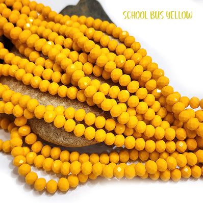 PER LINE 6MM FACETED OPAQUE RONDELLE SHAPED CRYSTAL BEADS, STRAND LENGTH -( APPROXIMATELY 80 BEADS)