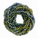 Roundel Crystal 6mm Size,Roundelle (abacus) shape, Crystal glass beads, Priced Per Strand, Metallic Greenish