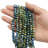Roundel Crystal 6mm Size,Roundelle (abacus) shape, Crystal glass beads, Priced Per Strand, Metallic Greenish