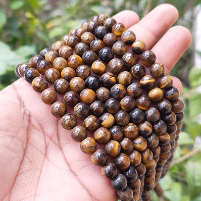 1 STRING/LINE PACK OF 8 MM TIGER EYE 46-47 BEADS APPROX