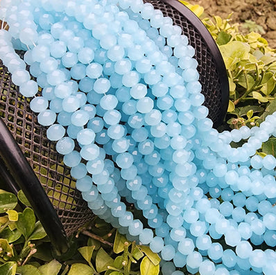 PER LINE 6MM FACETED OPAQUE RONDELLE SHAPED CRYSTAL BEADS, Strand Length -( Approximately 96~98 Beads)
