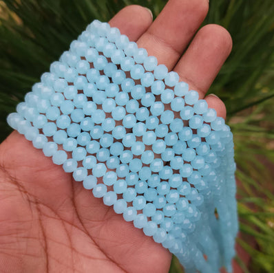 PER LINE 6MM FACETED OPAQUE RONDELLE SHAPED CRYSTAL BEADS, Strand Length -( Approximately 96~98 Beads)