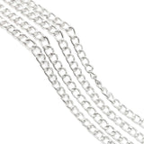 3x4 mm Long Cut Iron Alloy Chain – Silver Polished Finish – Approx. 1 Meter for Jewelry Making