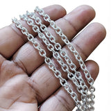 5x6 mm Long Cut Iron Alloy Chain – Silver Polished Finish – Approx. 1 Meter for Jewelry Making