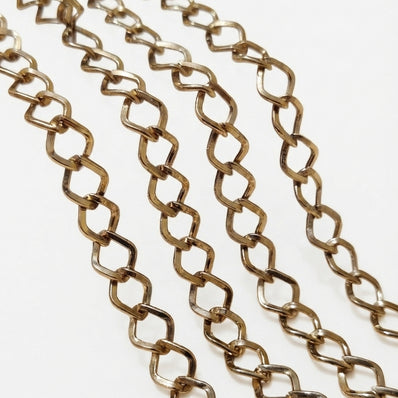 9x7 mm Long Cut Iron Alloy Chain – Antique Gold Finish – Approx. 1 Meter for Jewelry Making