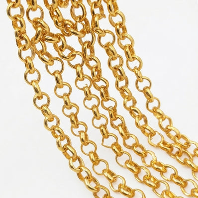 4x5 mm Long Cut Iron Alloy Chain – Gold Polished Finish – Approx. 1 Meter for Jewelry Making