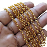 4x5 mm Long Cut Iron Alloy Chain – Gold Polished Finish – Approx. 1 Meter for Jewelry Making