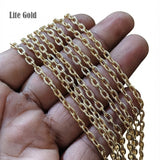 4x6 mm Long Cut Iron Alloy Chain – Lite Gold Finish – Approx. 1 Meter for Jewelry Making