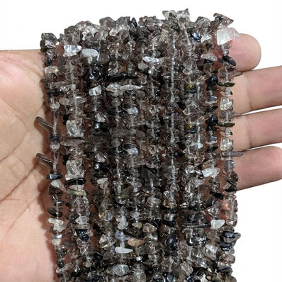 Natural Smoky Quartz Chip Beads 5-10mm | 30 Inch Strand | 260-270 Beads Per Line | Genuine Gemstone Chips for Jewelry Making