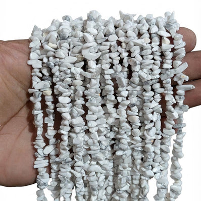 Natural Howlite Chip Beads 5-10mm | 30 Inch Strand | 260-270 Beads Per Line | Genuine White Gemstone Chips for Jewelry Making