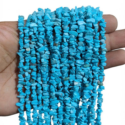 Natural Turquoise Chip Beads 5-10mm | 30 Inch Strand | 260-270 Beads Per Line | Genuine Blue Gemstone Chips for Jewelry Making