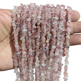 Natural Strawberry Quartz Chip Beads 5-10mm | 30 Inch Strand | 260-270 Beads Per Line | Genuine Pink Gemstone Chips for Jewelry Making