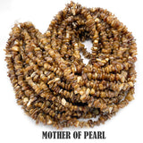 UNCUT SEMI PRECIOUS BEADS' MOTHER OF PEARL' 30 INCHES APPROX' SOLD BY PER LINE PACK