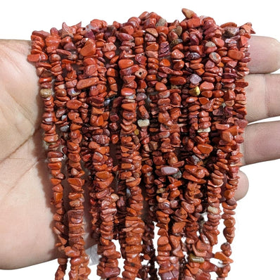 Natural Red Jasper Chip Beads 5-10mm | 30 Inch Strand | 260-270 Beads Per Line | Genuine Red Gemstone Chips for Jewelry Making