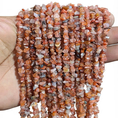 Natural Carnelian Chip Beads 5-10mm | 30 Inch Strand | 260-270 Beads Per Line | Genuine Orange Gemstone Chips for Jewelry Making