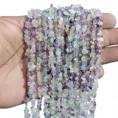 Natural Rainbow Fluorite Chip Beads 5-10mm | 30 Inch Strand | 260-270 Beads Per Line | Genuine Fluorite Gemstone Chips for Jewelry Making