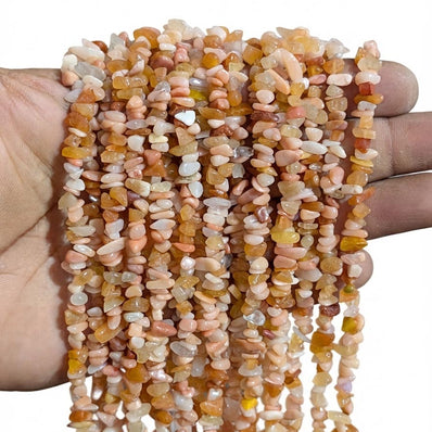 Natural Peach Moonstone Chip Beads 5-10mm | 30 Inch Strand | 260-270 Beads Per Line | Genuine Moonstone Gemstone Chips for Jewelry Making