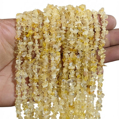 Natural Citrine Chip Beads 5-10mm | 30 Inch Strand | 260-270 Beads Per Line | Genuine Citrine Gemstone Chips for Jewelry Making