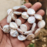 Freshwater, Pear, Real, Pearl, Sold, Per, Line, about,  22 Beads, String, Flat Natural, Color Size, Approximately 15-17 mm