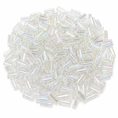 100 grms, Sale Lot Factory Overstock White Luster Bugle Beads 2x5mm – 100 Grams Pack | Premium Glass Tube Beads for Jewelry Making, Embroidery & Crafts