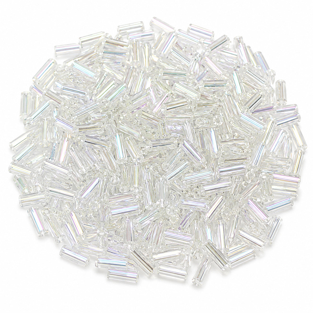 100 grms, Sale Lot Factory Overstock White Luster Bugle Beads 2x5mm – 100 Grams Pack | Premium Glass Tube Beads for Jewelry Making, Embroidery & Crafts